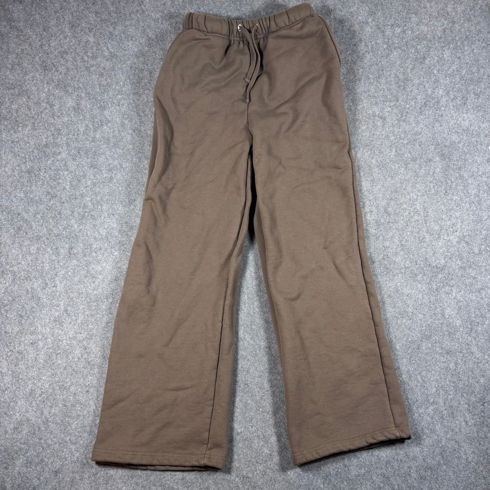 Elwood Sweatpants Womens XS Brown Organic Cotton Wide Leg Relaxed Fleece Baggy